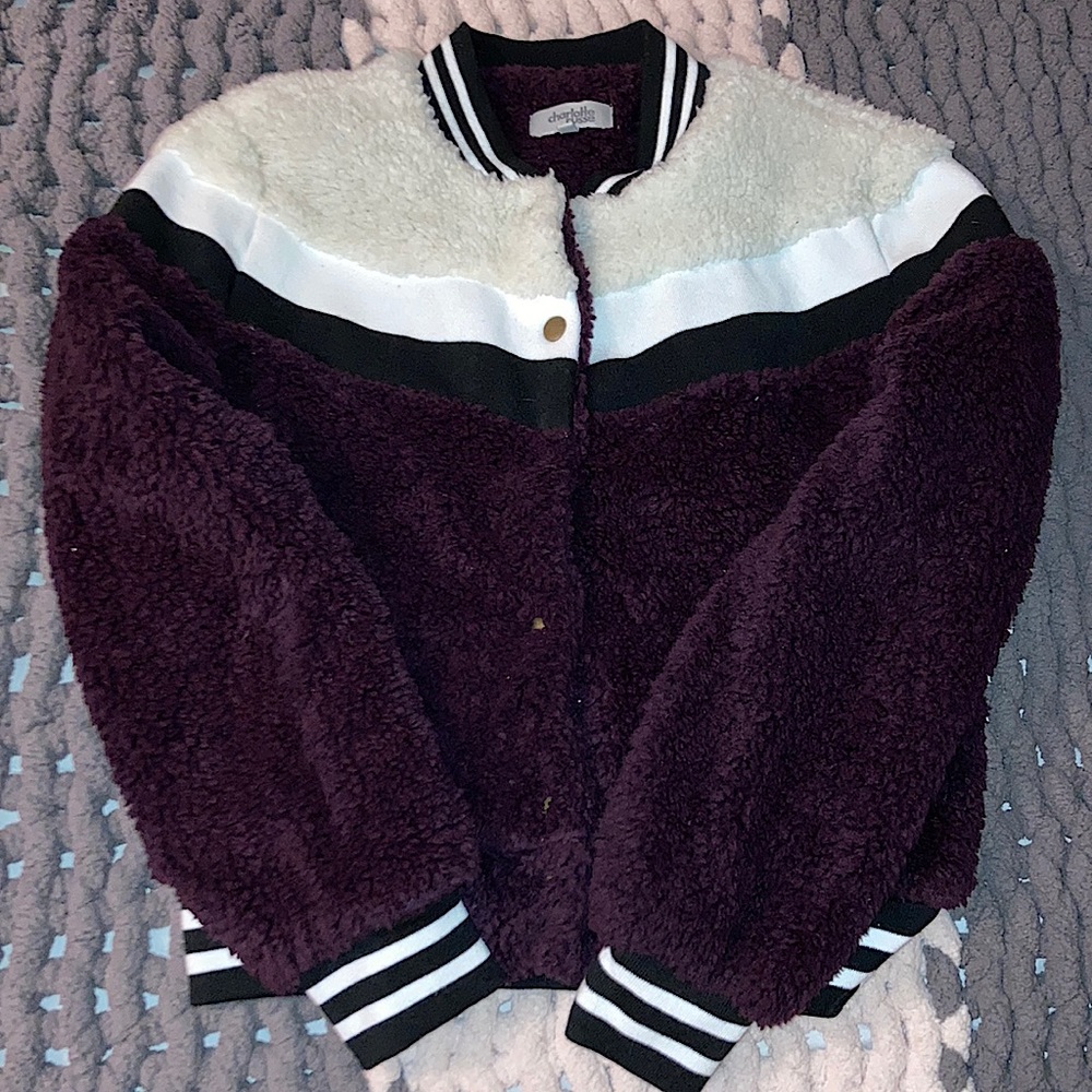 Bomber teddy button up jacket